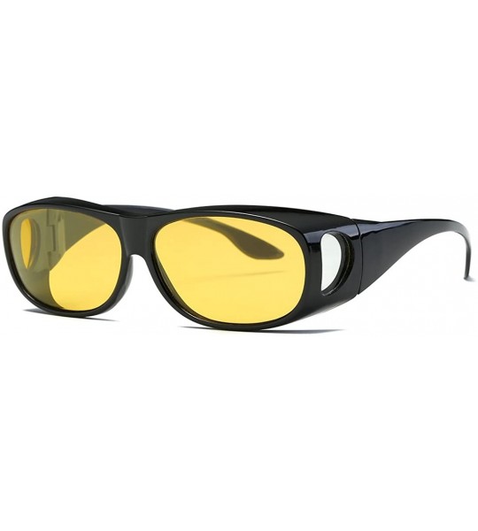 Round Polarized Sunglasses Mens Over-The-Glass Prescription Safety Glasses AE0509 - Black&yellow - CY12O41G9IW $22.63