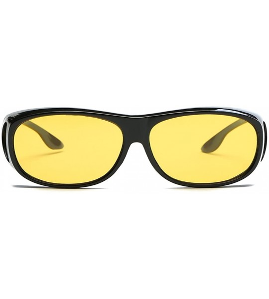 Round Polarized Sunglasses Mens Over-The-Glass Prescription Safety Glasses AE0509 - Black&yellow - CY12O41G9IW $22.63