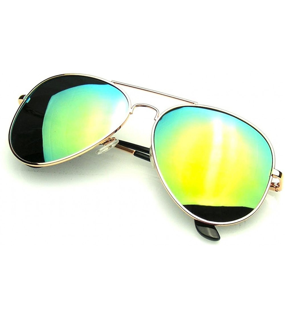 Aviator Polarized Full Mirror Aviator Sunglasses - Gold - CV11Z5E377L $20.09