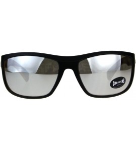 Wrap Mens Sunglasses Rectangular Wrap Matte Frame Silver Mirror Lens - Black/Orange - CH18CUSGALE $20.40