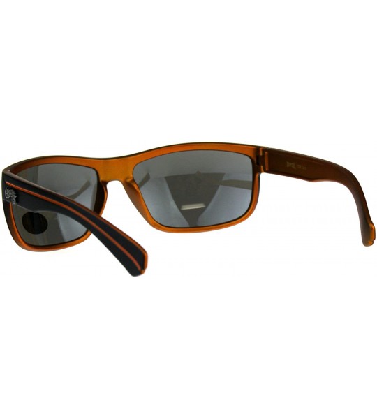 Wrap Mens Sunglasses Rectangular Wrap Matte Frame Silver Mirror Lens - Black/Orange - CH18CUSGALE $20.40