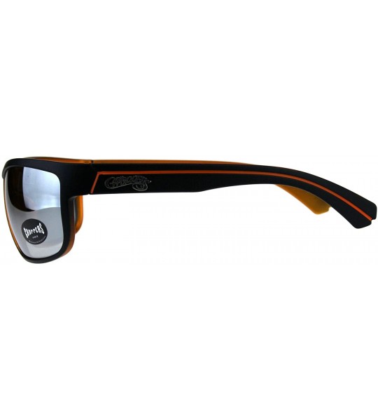 Wrap Mens Sunglasses Rectangular Wrap Matte Frame Silver Mirror Lens - Black/Orange - CH18CUSGALE $20.40