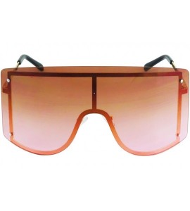 Aviator OVERSIZED VINTAGE RETRO Huge Big MASK SHIELD Half Face Owen Style SUNGLASSES - Brown Pink - CP18TLZ92GU $22.87