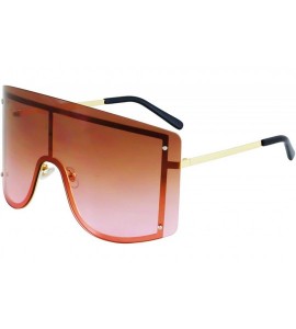 Aviator OVERSIZED VINTAGE RETRO Huge Big MASK SHIELD Half Face Owen Style SUNGLASSES - Brown Pink - CP18TLZ92GU $22.87