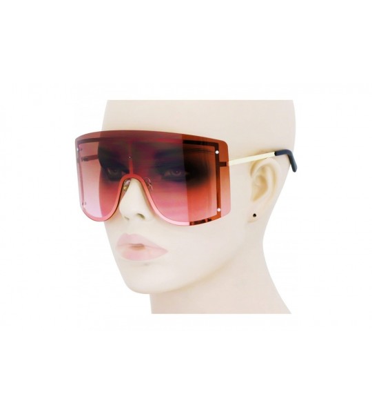 Aviator OVERSIZED VINTAGE RETRO Huge Big MASK SHIELD Half Face Owen Style SUNGLASSES - Brown Pink - CP18TLZ92GU $22.87