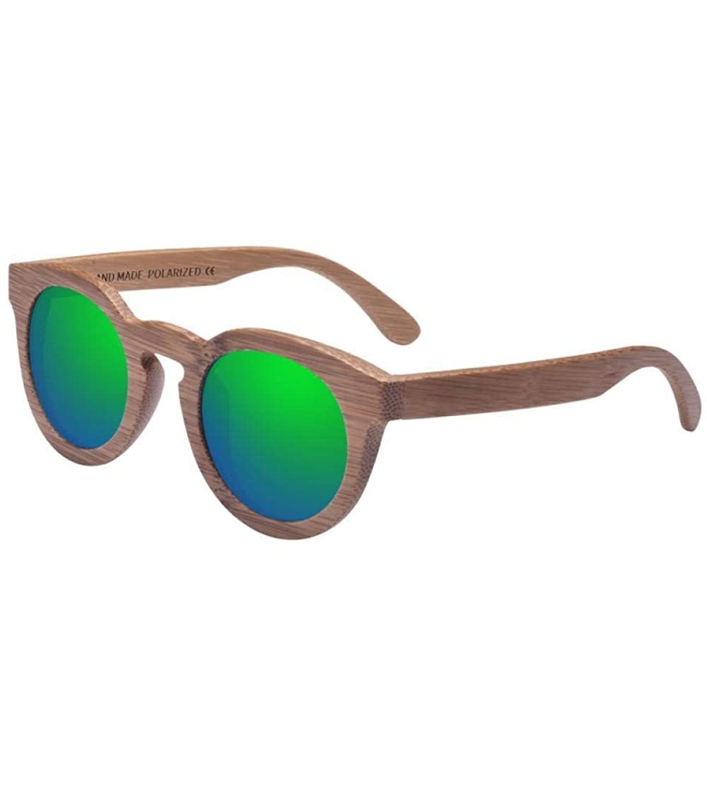 Aviator Fashion Polarized Sun Glasses Bamboo Sunglasses Men Women Handmade C02Blue - C03green - CP18Y5UOI8L $65.90