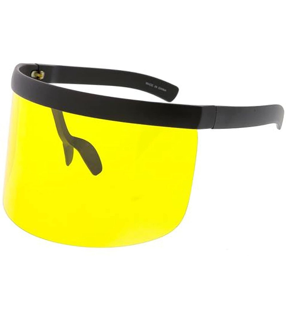 Shield Urban Modern Oversized XXXL"Masked-Up" Simple Frame Full Sun Blocker Sunglasses - Yellow - CU18GY03AWR $18.46