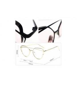 Oversized 842-1 Premium Oversized Cat Eye Tinted Flat Metal Frame Women Sunglasses - Black/Yellow - CO18O9HXN4Z $29.19