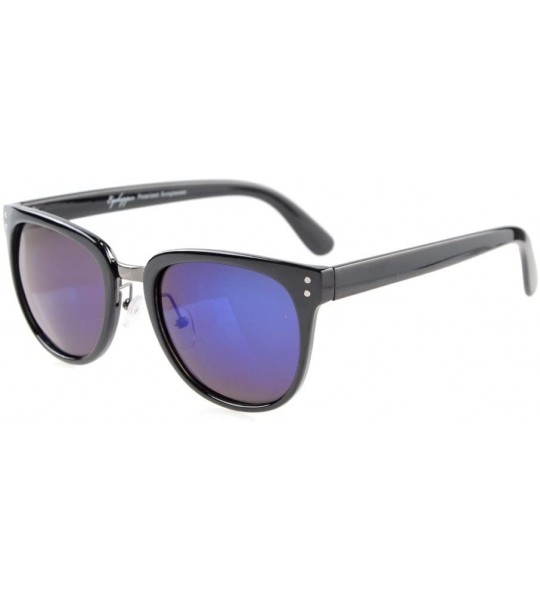 Oversized Retro Oversize Polarized Sunglasses Blue Mirror - Blue Mirror - CY12F0WFAHL $19.66