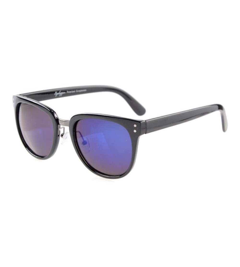 Oversized Retro Oversize Polarized Sunglasses Blue Mirror - Blue Mirror - CY12F0WFAHL $19.66