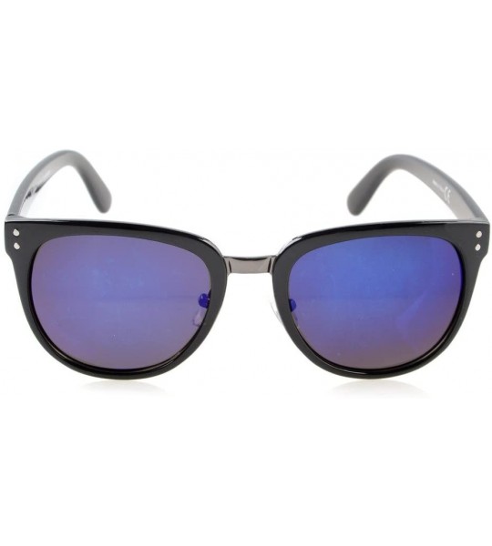 Oversized Retro Oversize Polarized Sunglasses Blue Mirror - Blue Mirror - CY12F0WFAHL $19.66