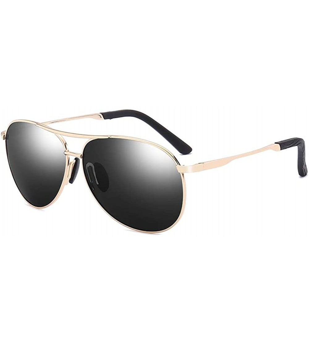 Aviator Polarized Sunglasses for Men-Metal Frame Aviator Sunglasses UV 400 Protection - Gold/Grey-03 - C318KH7ETWW $22.85