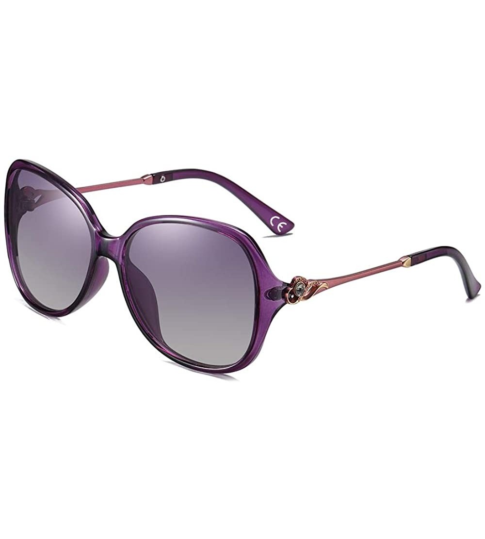 Sport Luxury Women Polarized Sunglasses Retro Eyewear Oversized Goggles Eyeglasses - Purple Frame Purple Lens 2 - CB196IQ5MXG...