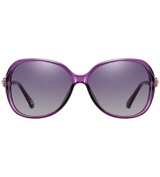 Sport Luxury Women Polarized Sunglasses Retro Eyewear Oversized Goggles Eyeglasses - Purple Frame Purple Lens 2 - CB196IQ5MXG...