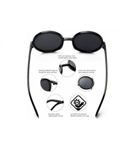 Oversized Women Retro Vintage Circle Round Oversized Sunglasses - Black - CH18I6SA7NA $19.69