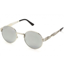 Round Men's Women's Round Retro Steampunk Sunglasses Shades - Mirror Lens- Silver Frame - CM18DAZTMO9 $19.20