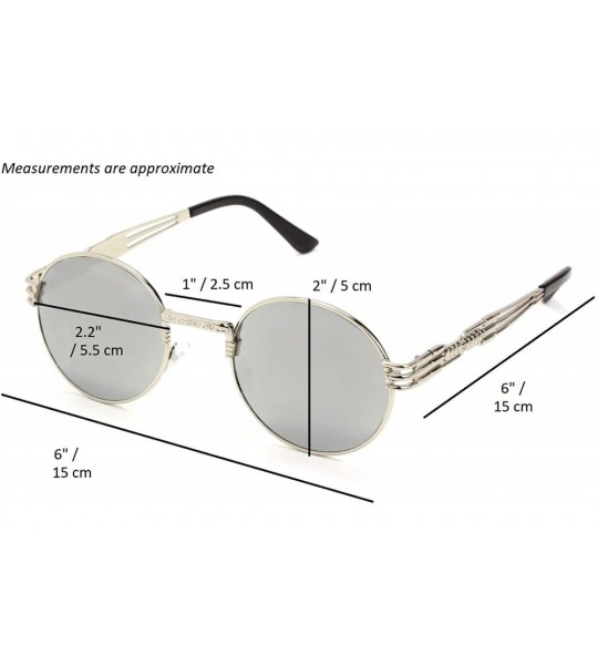 Round Men's Women's Round Retro Steampunk Sunglasses Shades - Mirror Lens- Silver Frame - CM18DAZTMO9 $19.20