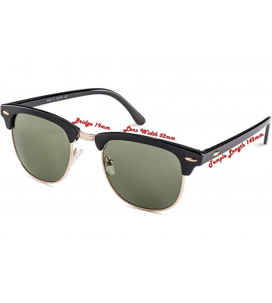 Semi-rimless Semi Rimless Half Horn UV400 Sunglasses - Shiny Black Frame/Green Lens Semi Rimless Half Horn Sunglasses - CE12I...