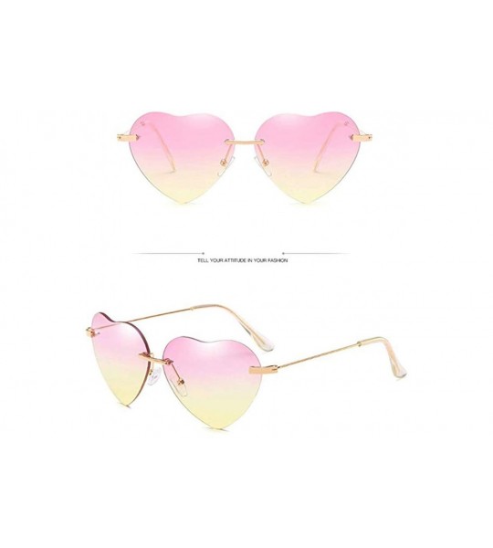 Oversized New Retro Love Ocean Piece Sunglasses Street Beat Peach Heart Shaped Colorful Sunglasses - I - CU18SNIH33T $19.60