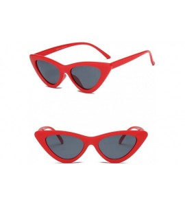 Cat Eye Women Retro Vintage High Pointed UV Protection Cat Eye Fashion Sunglasses - Smoke/Red - 2 Pack - C318K3XYQDN $23.53