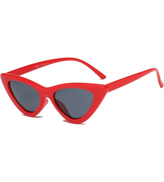 Cat Eye Women Retro Vintage High Pointed UV Protection Cat Eye Fashion Sunglasses - Smoke/Red - 2 Pack - C318K3XYQDN $23.53