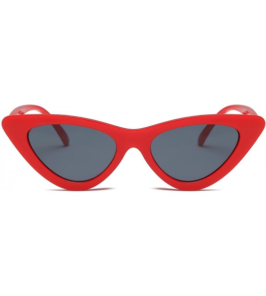 Cat Eye Women Retro Vintage High Pointed UV Protection Cat Eye Fashion Sunglasses - Smoke/Red - 2 Pack - C318K3XYQDN $23.53