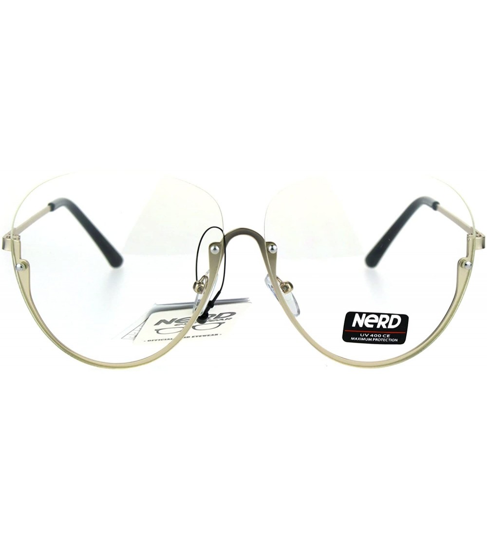 Butterfly Womens Oversize Granny Upside Down Half Rim Clear Lens Eye Glasses - Gold - CQ182KRK9OU $20.45