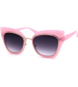 Butterfly Womens Double Rim Thick Cat Eye Retro Fashion Sunglasses - Pink Gold Smoke - CK194OD027I $17.51