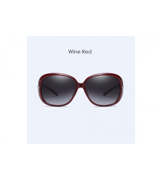 Oversized Women's Polarized Sunglasses Classic Driving with Drill Insert Anti-ultraviolet - C - CH18Q0IEAMI $49.54