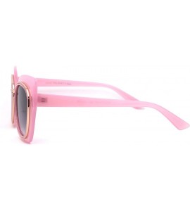 Butterfly Womens Double Rim Thick Cat Eye Retro Fashion Sunglasses - Pink Gold Smoke - CK194OD027I $17.51