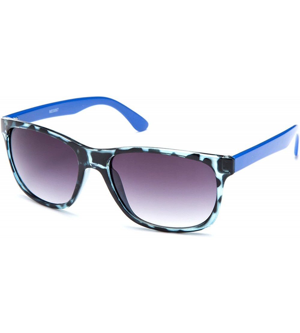 Square Men's Retro Sports Light Weight Slim Cut Two Tone Temple Design Sunglasses - Tortoise/Blue - CX11WLYYD0N $18.70