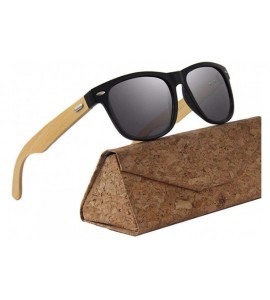 Sport Vintage Wood Sunglasses Men Bamboo Sunglass Women Brand Sport Brightblackgray - Clearblue - CN18XDWWXMU $18.14