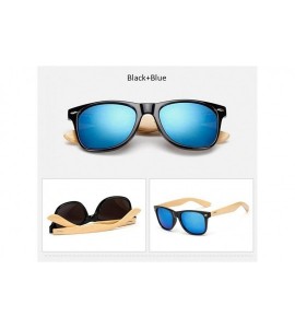 Sport Vintage Wood Sunglasses Men Bamboo Sunglass Women Brand Sport Brightblackgray - Clearblue - CN18XDWWXMU $18.14