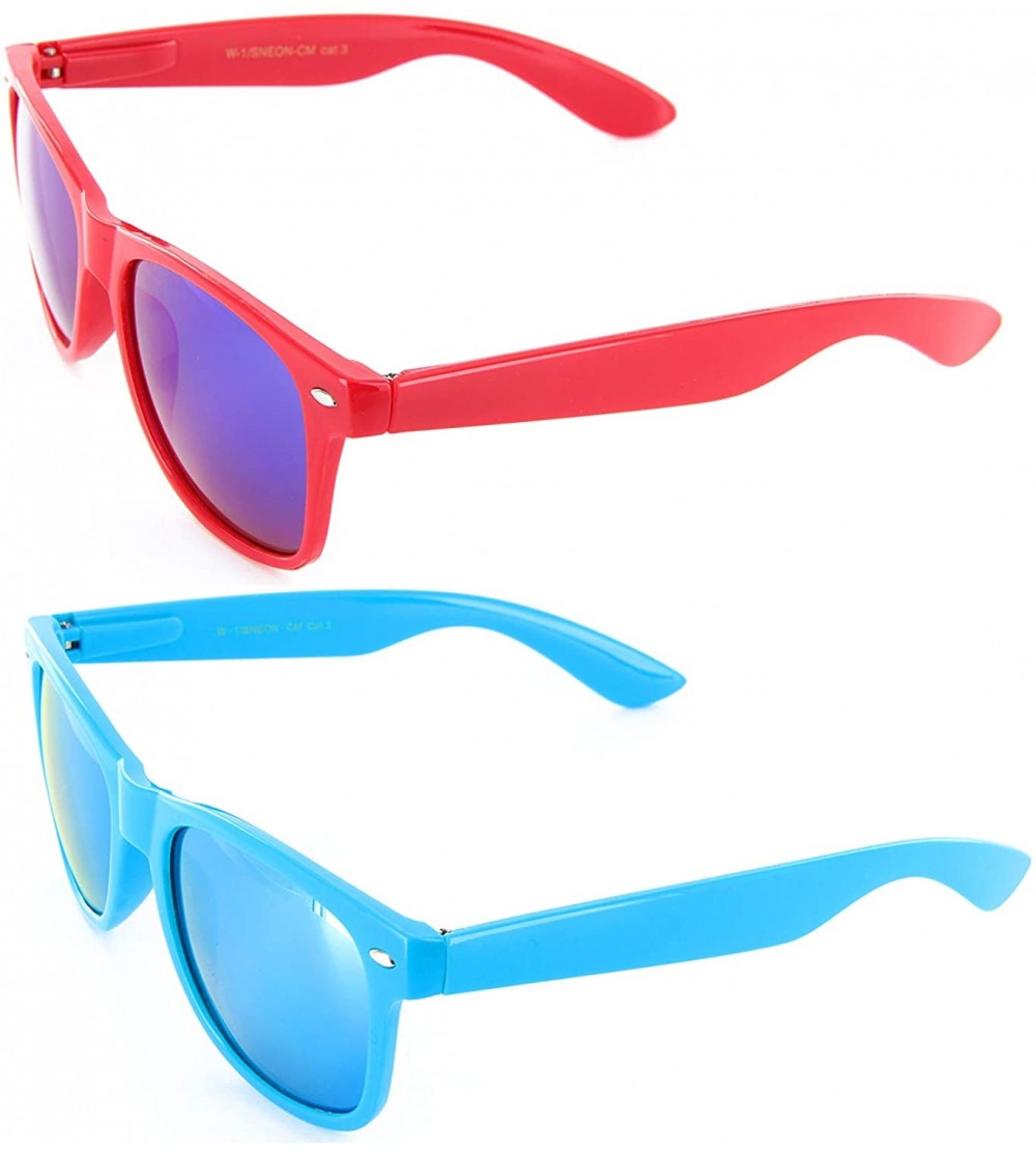 Wayfarer Pop Color Sunglasses Mirror Lens for Men Women UV Protection - CR11MLXFY07 $19.43