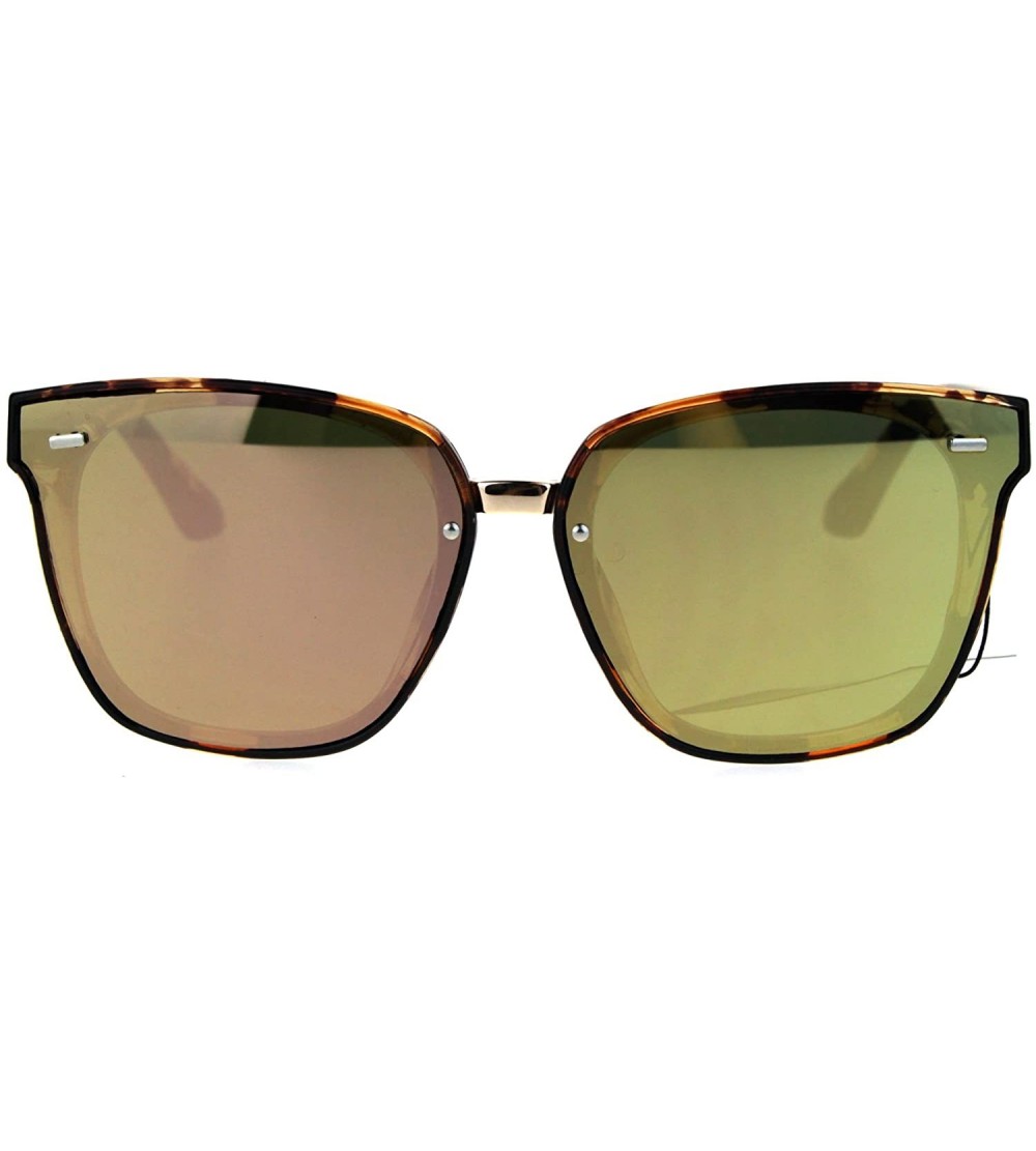 Rectangular Mens Luxury Designer Fashion Horned Panel Lens Sunglasses - Tortoise Peach - CW1868ZQD0U $18.34