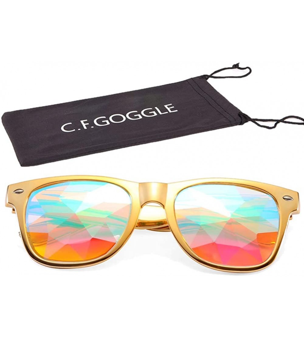 Goggle Rave Festival Kaleidoscope Glasses Rainbow Prism Sunglasses for Women Men - Yellow - C318SME4A28 $20.37