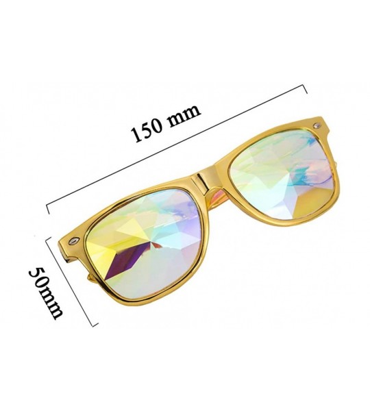 Goggle Rave Festival Kaleidoscope Glasses Rainbow Prism Sunglasses for Women Men - Yellow - C318SME4A28 $20.37