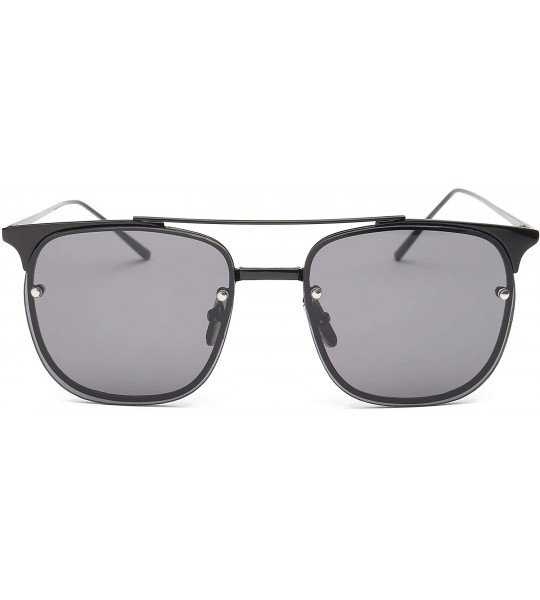 Rimless Metal Frame Colorful Tinted Lens Aviator Sunglasses1929 - Black - C018TZ9EZ86 $21.82