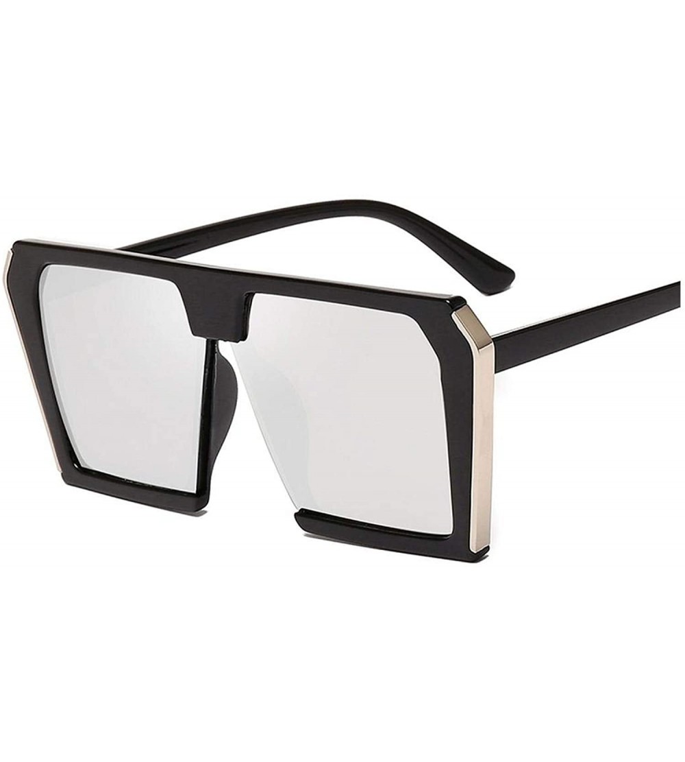 Goggle 2020 Trend Big Box Square Sunglasses Women's Brand Designer Retro Female Male Universal - Silver - CX197A2KWWL $39.85