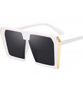 Goggle 2020 Trend Big Box Square Sunglasses Women's Brand Designer Retro Female Male Universal - Silver - CX197A2KWWL $39.85