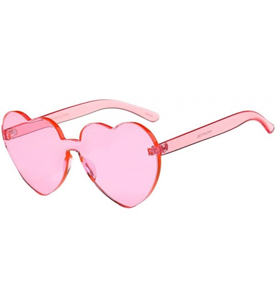 Square Sunglasses And Eyewear Women Fashion Heart-shaped Shades Sunglasses Integrated UV Candy Colored Glasses - Pink - CS18N...