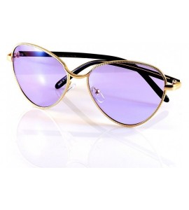 Cat Eye Twist Metal Color Tinted Smoke Lens Triangular Cat-eye Sunglasses A139 - Gold/ Purple Tinted - CM18C9EMHZH $22.57