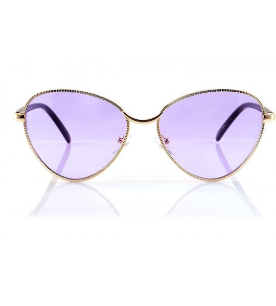 Cat Eye Twist Metal Color Tinted Smoke Lens Triangular Cat-eye Sunglasses A139 - Gold/ Purple Tinted - CM18C9EMHZH $22.57