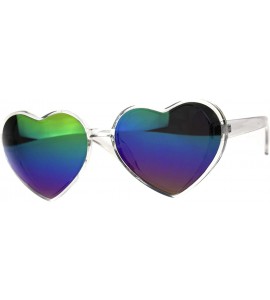 Oversized Oversized Heart Shape Sunglasses Womens Fashion Mirrored Lens Shades - Clear (Rainbow Mirror) - CM18HSMYI93 $22.04