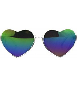 Oversized Oversized Heart Shape Sunglasses Womens Fashion Mirrored Lens Shades - Clear (Rainbow Mirror) - CM18HSMYI93 $22.04