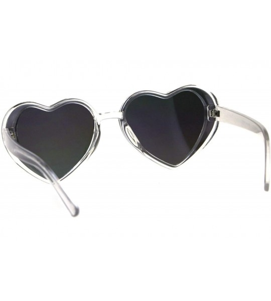 Oversized Oversized Heart Shape Sunglasses Womens Fashion Mirrored Lens Shades - Clear (Rainbow Mirror) - CM18HSMYI93 $22.04