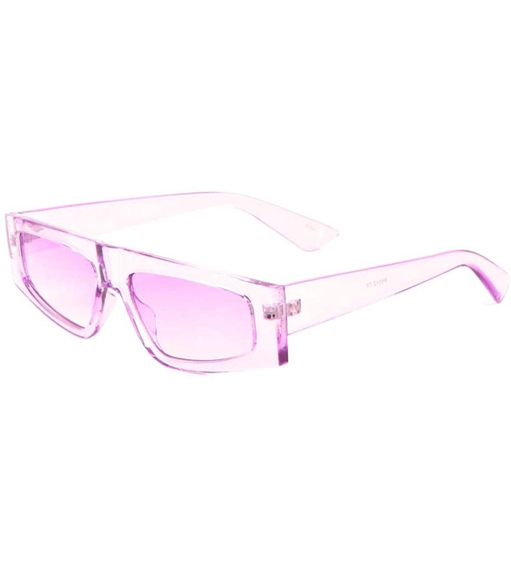 Round Retro Geometric Rectangular Flat Top Round Nose Crystal Color Sunglasses - Purple - CC197USKQ4S $26.46