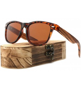 Semi-rimless Natural Wooden Sunglasses for Men or Women Polarized Wooden Shades in Wood Box - Brown - CD18DQYE9EL $45.08