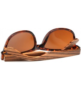 Semi-rimless Natural Wooden Sunglasses for Men or Women Polarized Wooden Shades in Wood Box - Brown - CD18DQYE9EL $45.08