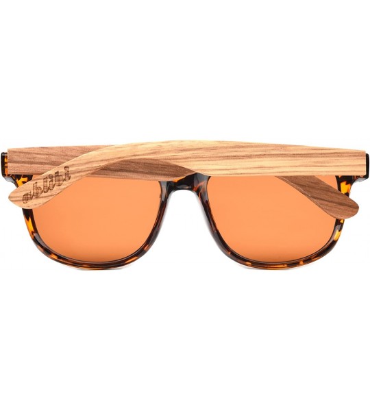 Semi-rimless Natural Wooden Sunglasses for Men or Women Polarized Wooden Shades in Wood Box - Brown - CD18DQYE9EL $45.08